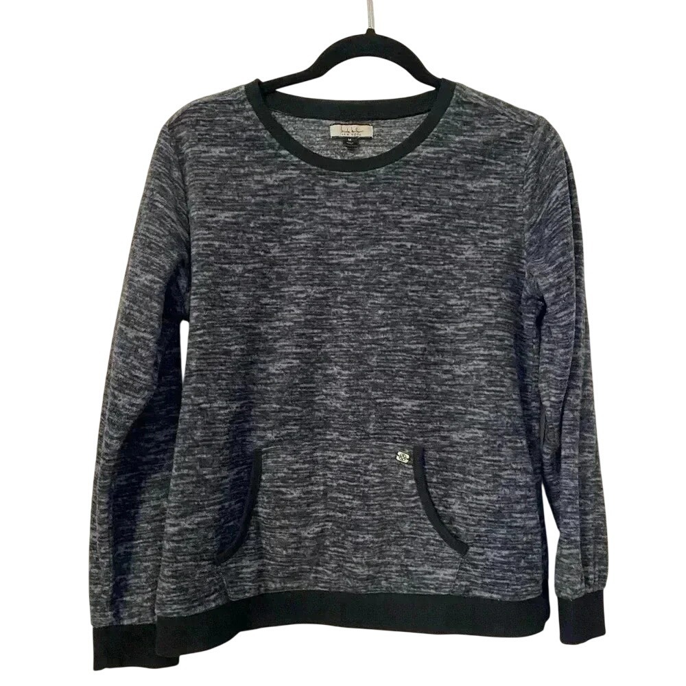 Nicole Miller New York Womens Space Dye Marl Sweatshirt Grey Black Medium